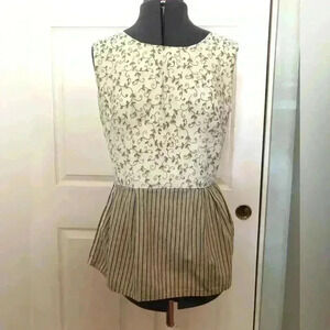 HANDMADE UPCYCLED PEPLUM SLEEVELESS BLOUSE TOP BEST FITS LARGE